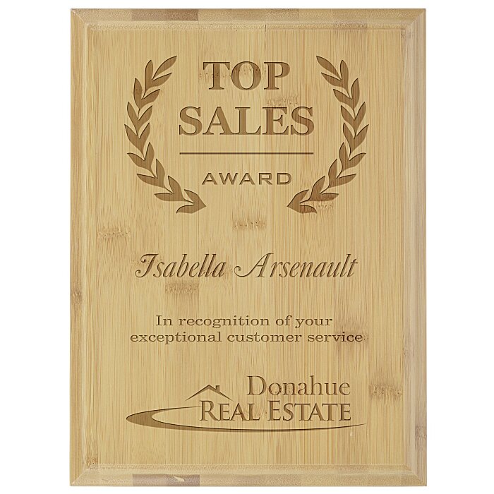 Custom Prosperity Bamboo Plaque - 12 inches x 9 inches