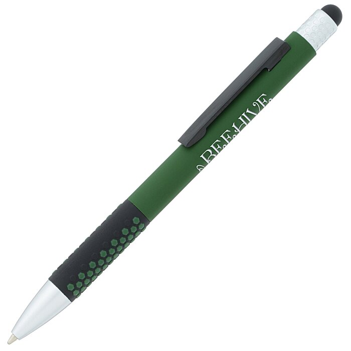 Custom Honeycomb Soft Touch Stylus Metal Pen - Closeout Colours